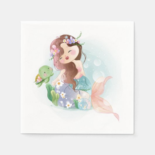 Zeemeermin en schildpad servet (Voorkant)
