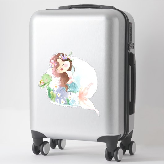 Zeemeermin en schildpad sticker (Koffer)