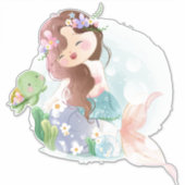 Zeemeermin en schildpad sticker (Voorkant)