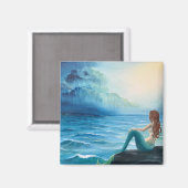 Zeemeermin en schip op Zee Art Magnet (Voorkant / Achterkant)