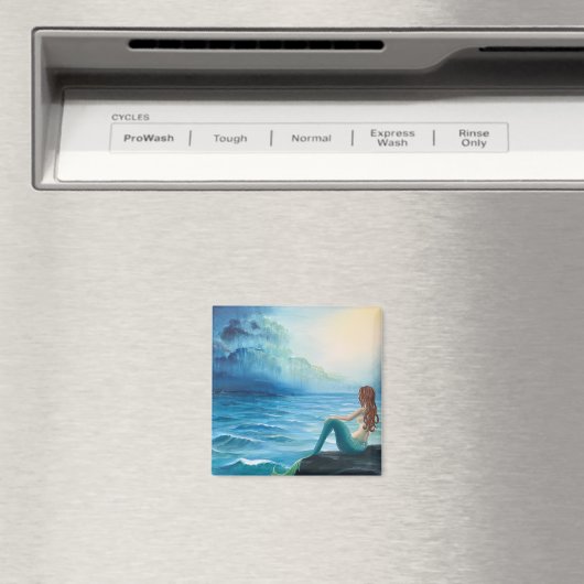 Zeemeermin en schip op Zee Art Magnet (Insitu (Vaatwasser))