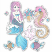 Zeemeermin en Seahorse Tail Sticker (Voorkant)