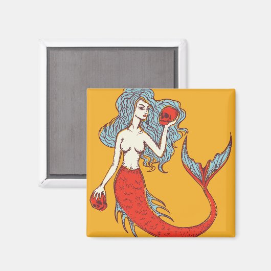 Zeemeermin en Skulls Magneet (Voorkant / Achterkant)