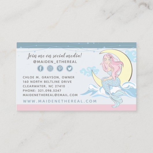Zeemeermin en sterren: mystieke haar / schoonheid  visitekaartje (Achterkant)