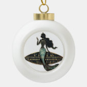 Zeemeermin en UFO Keramische Bal Ornament (Voorkant)