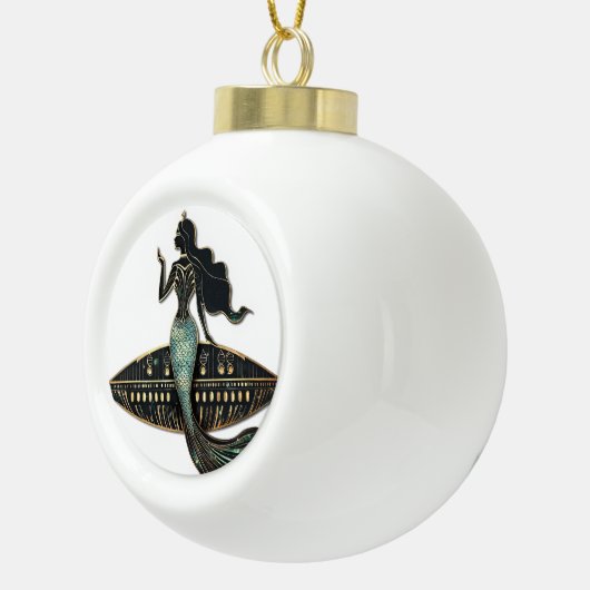Zeemeermin en UFO Keramische Bal Ornament (Rechts)