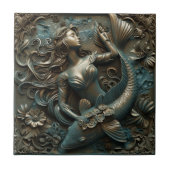 Zeemeermin en Vis 3D Effect Tegeltje (Voorkant)