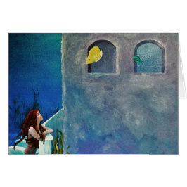 Zeemeermin en vis op het onderzeese kasteel