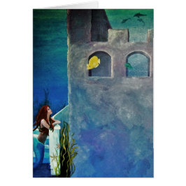 Zeemeermin en vis op het onderzeese kasteel