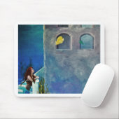 Zeemeermin en vis op het onderzeese kasteel muismat (Met muis)