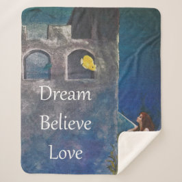 Zeemeermin en vis op het onderzeese kasteel sherpa deken