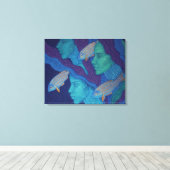 Zeemeermin en vis, surrealistische fantasiekunst,  canvas afdruk (Insitu (Houten vloer))