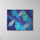 Zeemeermin en vis, surrealistische fantasiekunst,  canvas afdruk (Voorkant)