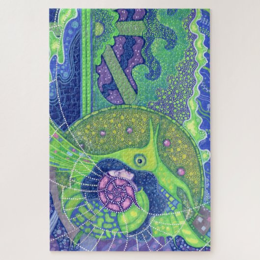 Zeemeermin en vis, surrealistische fantasiekunst,  legpuzzel (Verticaal)