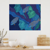 Zeemeermin en vis, surrealistische fantasiekunst,  poster (Keuken)