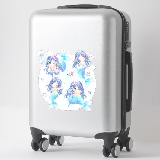 Zeemeermin en vissticker sticker (Koffer)