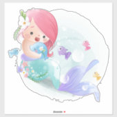Zeemeermin en vissticker sticker (Vel)