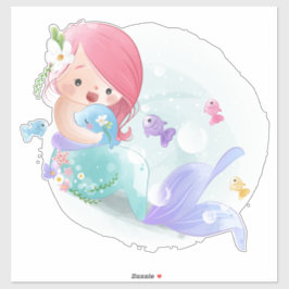 Zeemeermin en vissticker sticker