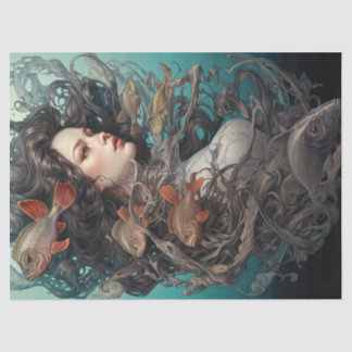 Zeemeermin en vist onder het Zee Tissuepapier