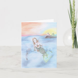 Zeemeermin en vriend notitiekaartje
