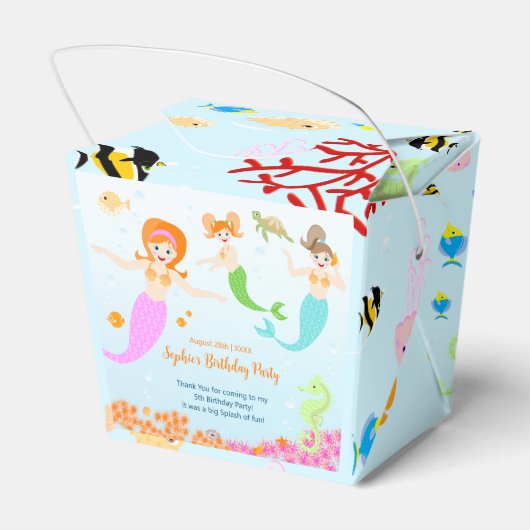 Zeemeermin en vrienden girly Verjaardagsfeest Bedankdoosjes (Achterkant)