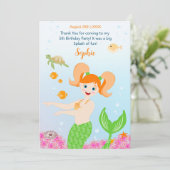 Zeemeermin en vrienden girly Verjaardagsfeest Bedankkaart (Staand voorkant)