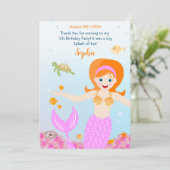 Zeemeermin en vrienden girly Verjaardagsfeest Bedankkaart (Staand voorkant)