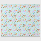 Zeemeermin en vrienden girly Verjaardagsfeest Cadeaupapier (Vlak)