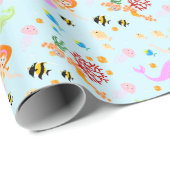 Zeemeermin en vrienden girly Verjaardagsfeest Cadeaupapier (Rol Hoek)
