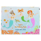 Zeemeermin en vrienden girly Verjaardagsfeest Groot Cadeauzakje (Achterkant)