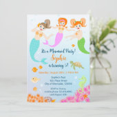 Zeemeermin en vrienden girly Verjaardagsfeest Kaart (Staand voorkant)