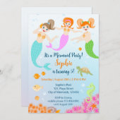 Zeemeermin en vrienden girly Verjaardagsfeest Kaart (Voorkant / Achterkant)