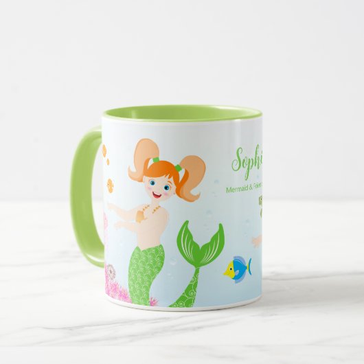 Zeemeermin en vrienden girly Verjaardagsfeest Mok (Voorkant links)