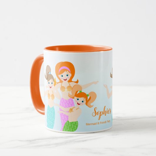 Zeemeermin en vrienden girly Verjaardagsfeest Mok (Voorkant links)