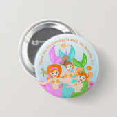 Zeemeermin en vrienden girly Verjaardagsfeest Ronde Button 5,7 Cm (Voorkant /achterkant)