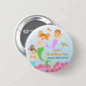 Zeemeermin en vrienden girly Verjaardagsfeest Ronde Button 5,7 Cm (Voorkant /achterkant)