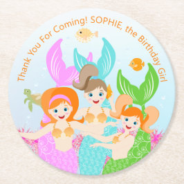 Zeemeermin en vrienden girly Verjaardagsfeest Ronde Kartonnen Onderzetter