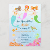 Zeemeermin en vrienden girly Verjaardagsfeest Uitnodiging Briefkaart (Voorkant)