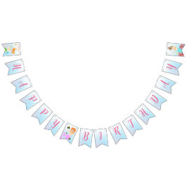 Zeemeermin en vrienden girly Verjaardagsfeest Vlaggetjes