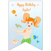 Zeemeermin en vrienden girly Verjaardagsfeest Vlaggetjes (Eerste vlag)