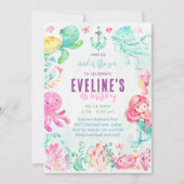 Zeemeermin en vrienden in het kader van de uitnodi kaart (Voorkant)