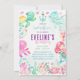 Zeemeermin en vrienden in het kader van de uitnodi kaart