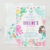 Zeemeermin en vrienden in het kader van de uitnodi kaart (Voorkant / Achterkant)