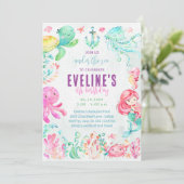 Zeemeermin en vrienden onderzee uitnodiging (Staand voorkant)