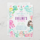 Zeemeermin en vrienden onderzee uitnodiging (Voorkant / Achterkant)