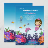 Zeemeermin en Vrienden Uitnodiging (Voorkant / Achterkant)