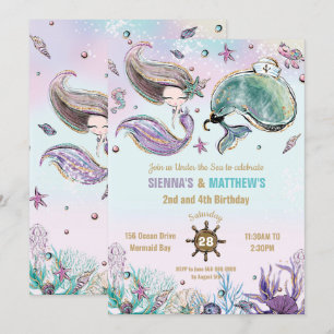 Zeemeermin en walvis Pirate Twins gezamenlijke ver Kaart