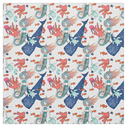Zeemeermin en walvishaai stof (Swatch)