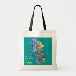 Zeemeermin en zeepaardje naar de doorsnede tote bag