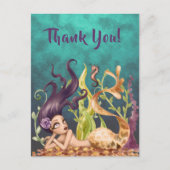 Zeemeermin en zeepaardje onder het Zee Beach Dank  Briefkaart (Voorkant)